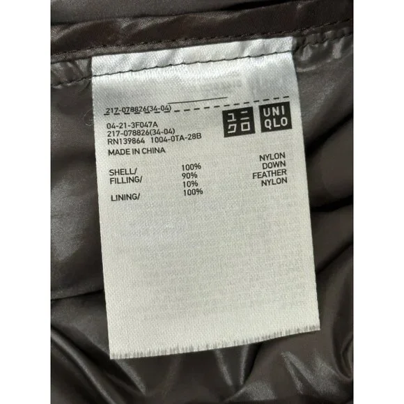 Uniqlo Womens Down Puffer Jacket Lightweight Insulated Packable Taupe Size XL - Picture 4 of 8